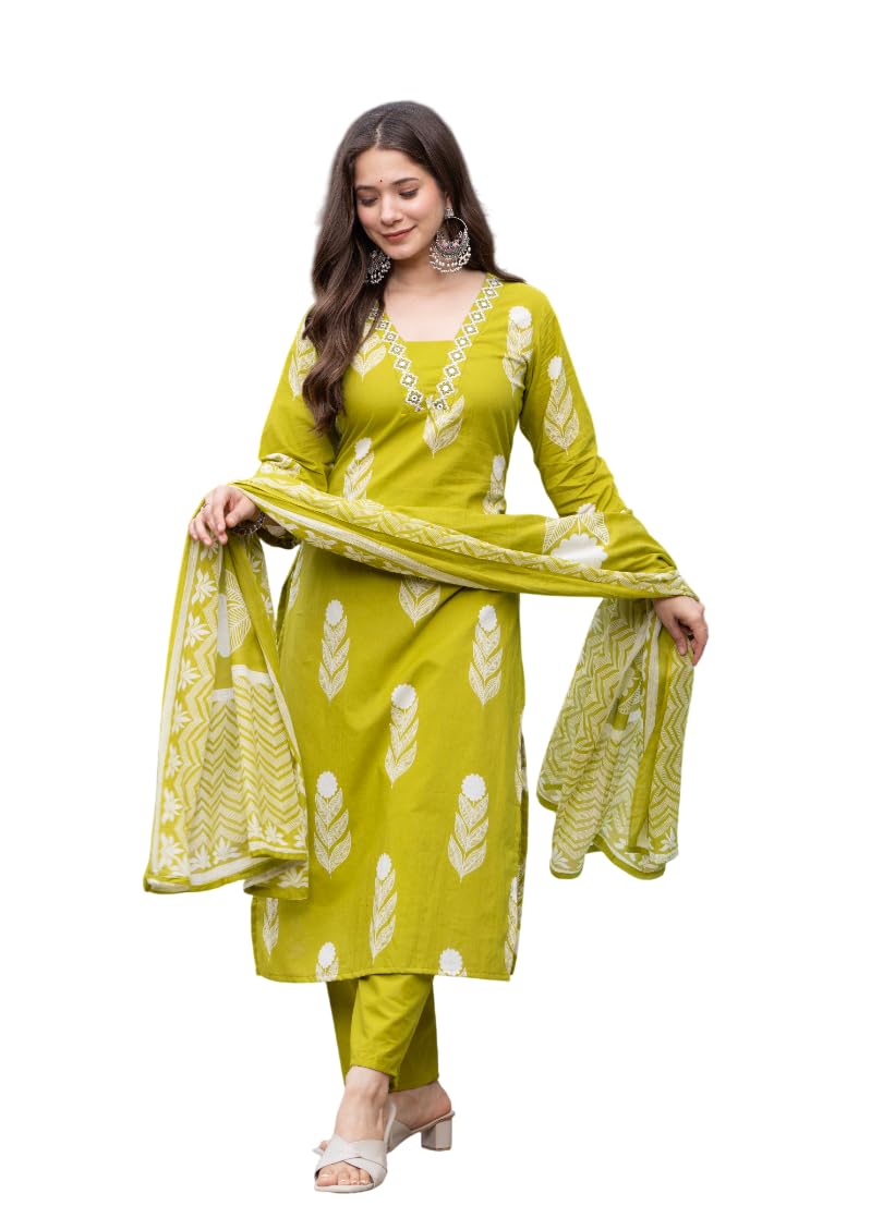 Rangnavi Women's Premium Cotton Trending Straight Kurta with Pants and Dupatta Set | Ethnic Set - image 1