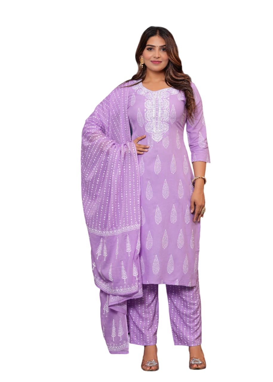 Rangnavi Women's Printed Rayon Straight Kurta Set - image 6