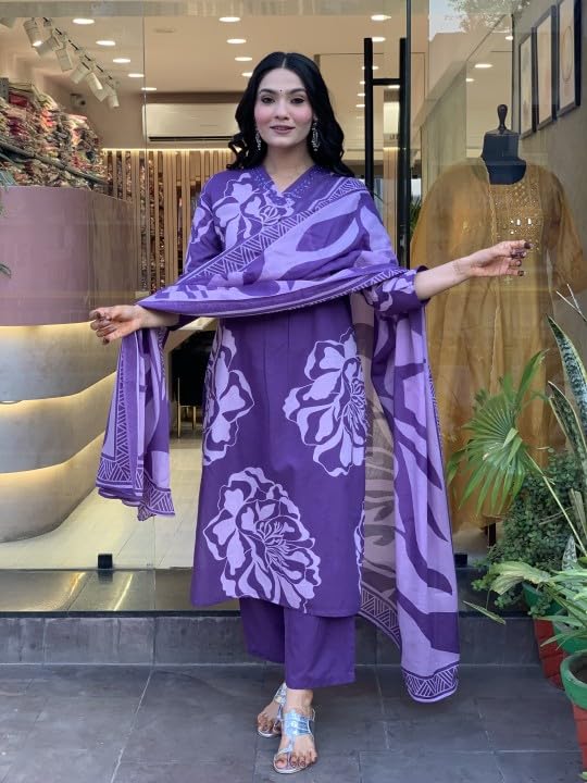 Rangnavi Women's Printed Stright Kurta with Pant & Dupatta Set | Kurta Set - image 3