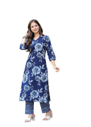 Rangnavi Women's Printed Straight Kurta with Palazzo Pant Set - image 1