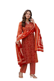 Rangnavi Women's Pure Cotton Printed Straight Kurta with Pants and Dupatta Set | Ethnic Set | Suit Set | Kurta Set - image 1