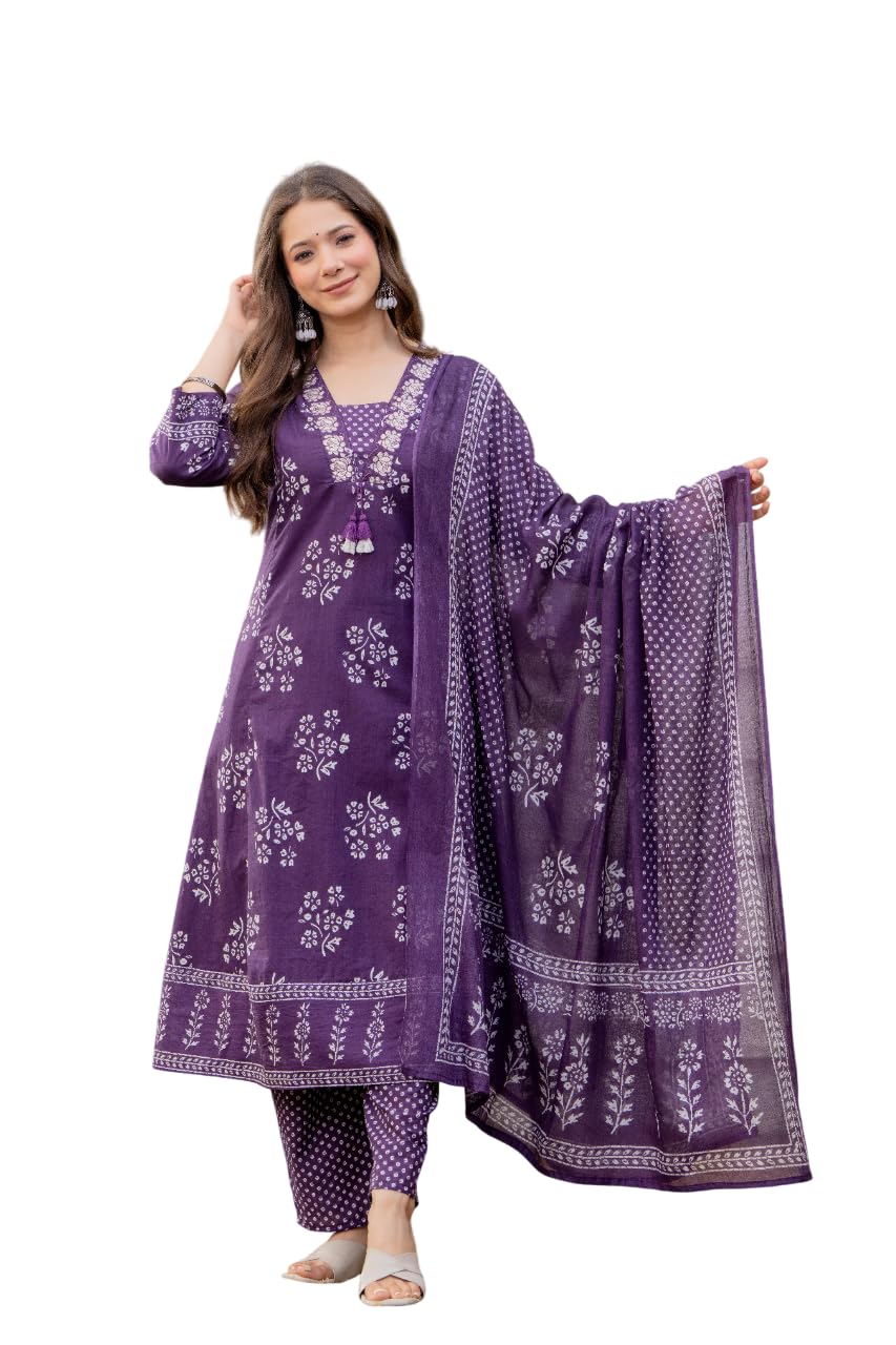 Rangnavi Women's Floral Printed Anarkali Kurta with Pant & Dupatta Set | Ethnic Set | Kurta Set - image 6