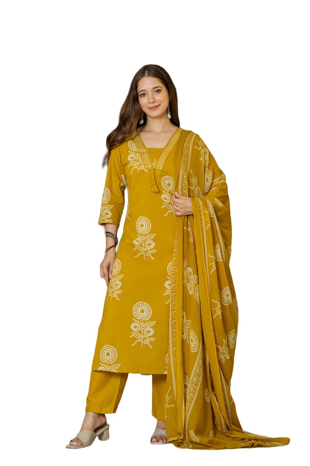 Rangnavi Women's Printed Pure Cotton Straight Kurta with Pants and Dupatta Set | Ethnic Set |Kurta Set - image 6