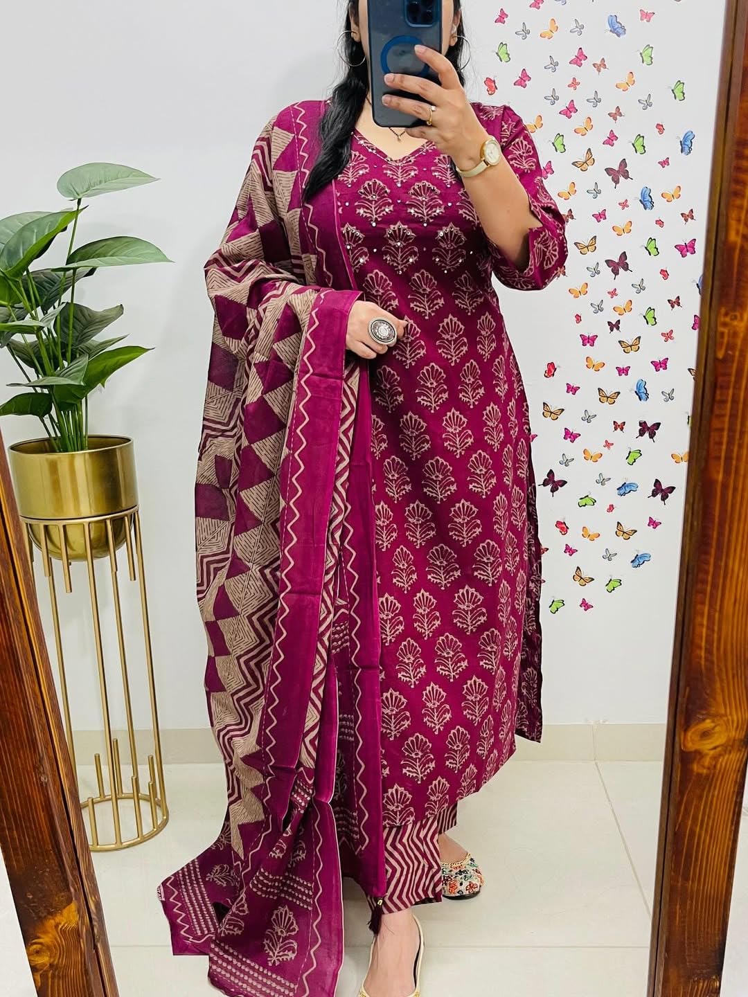 Rangnavi Women's Cotton Trending Straight Kurta with Pants and Dupatta Set | Ethnic Set (Teal) – BLACK, MAROON, TEAL - image 3
