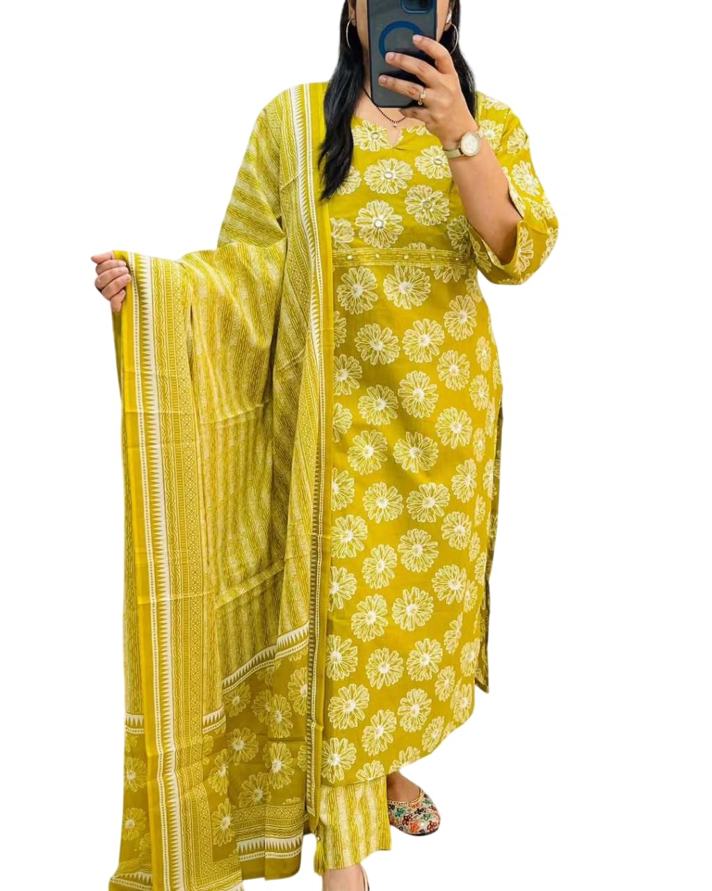 Rangnavi Women's Floral Printed Embroidery Stright Kurta with Pant & Dupatta Set | Kurta Set - image 1