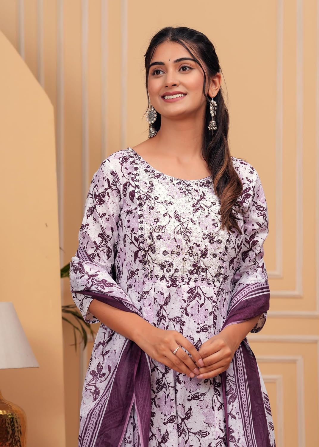 Rangnavi Women's Printed Cotton Anarkali Kurta Set - image 3