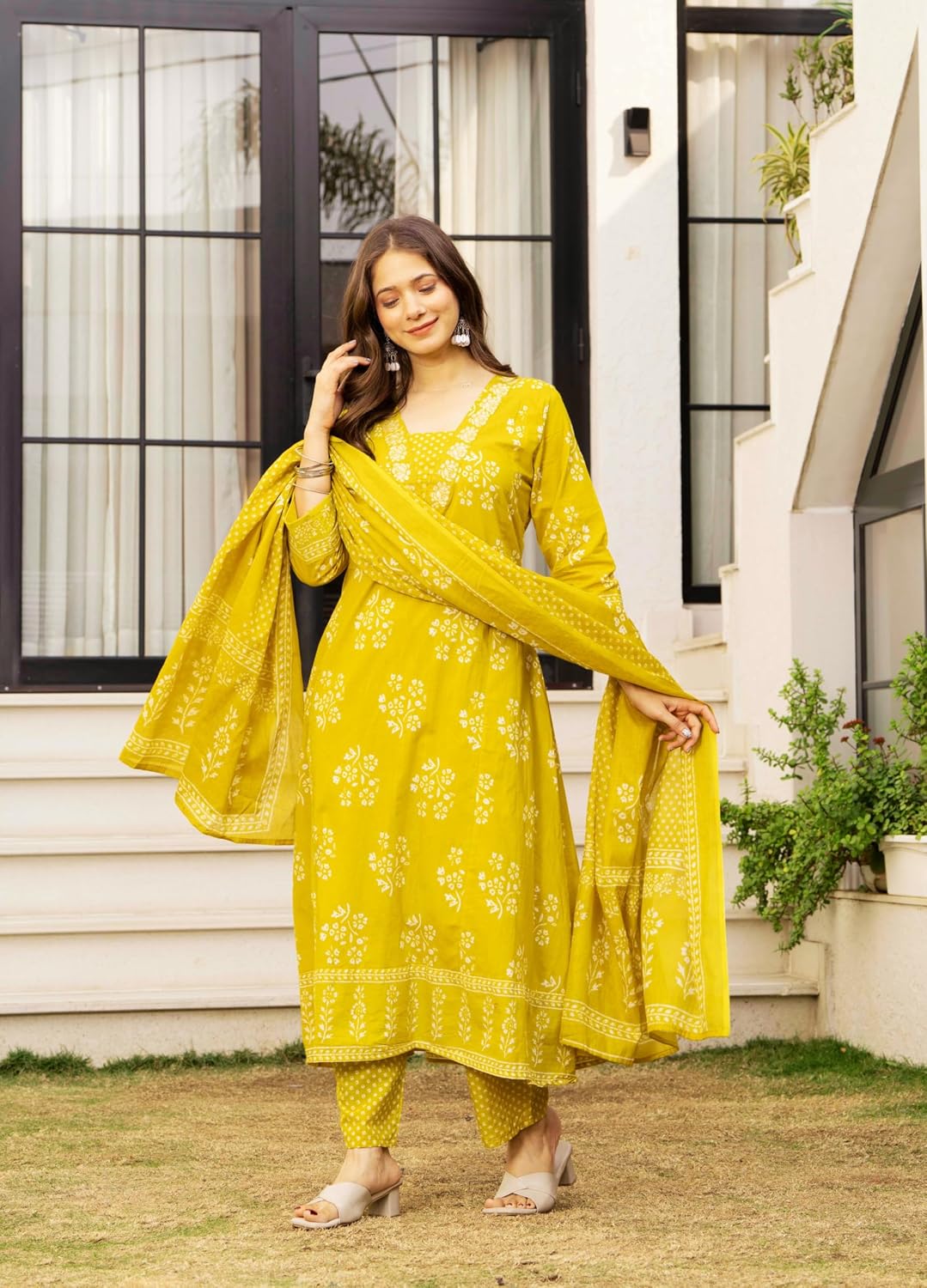 Rangnavi Women's Floral Printed Anarkali Kurta with Pant & Dupatta Set | Ethnic Set | Kurta Set - image 5