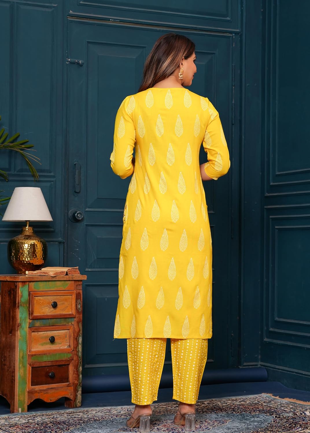 Rangnavi Women's Printed Rayon Straight Kurta Set - image 4