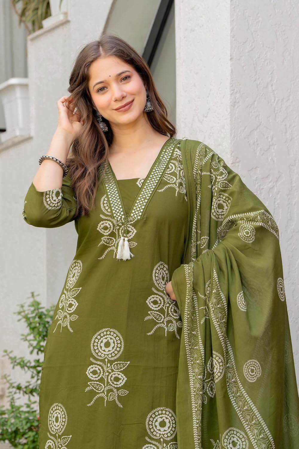 Rangnavi Women's Printed Pure Cotton Straight Kurta with Pants and Dupatta Set | Ethnic Set |Kurta Set - image 2