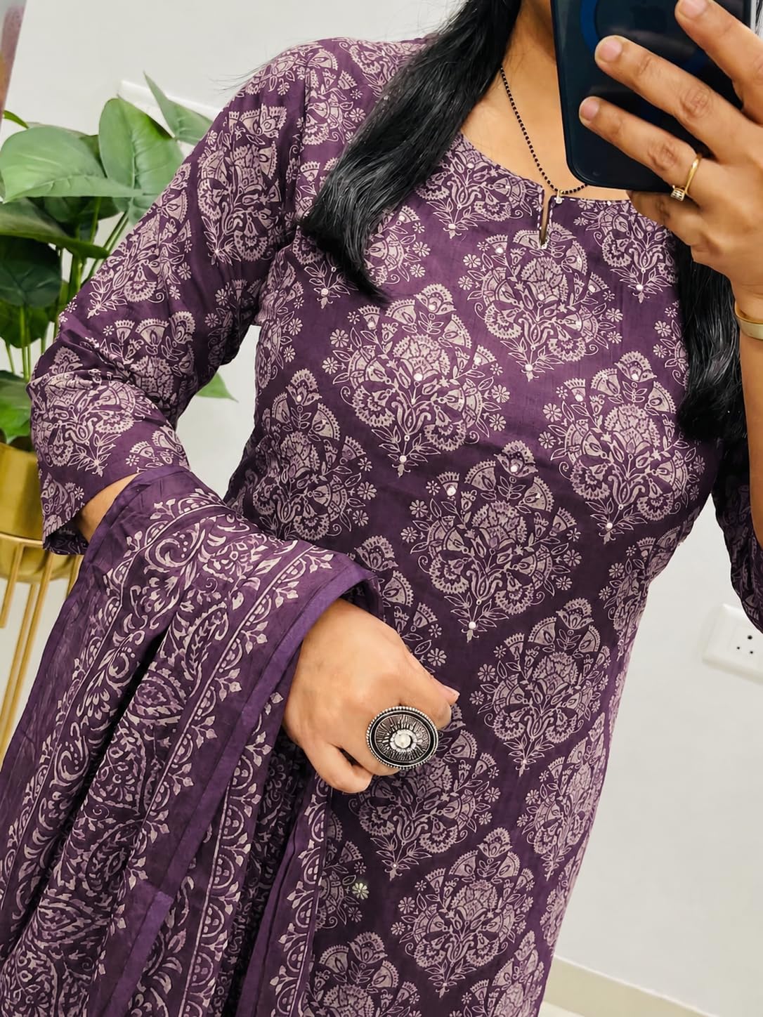 Rangnavi Women's Printed Pure Cotton Straight Kurta with Palazzo Pants and Dupatta - image 3