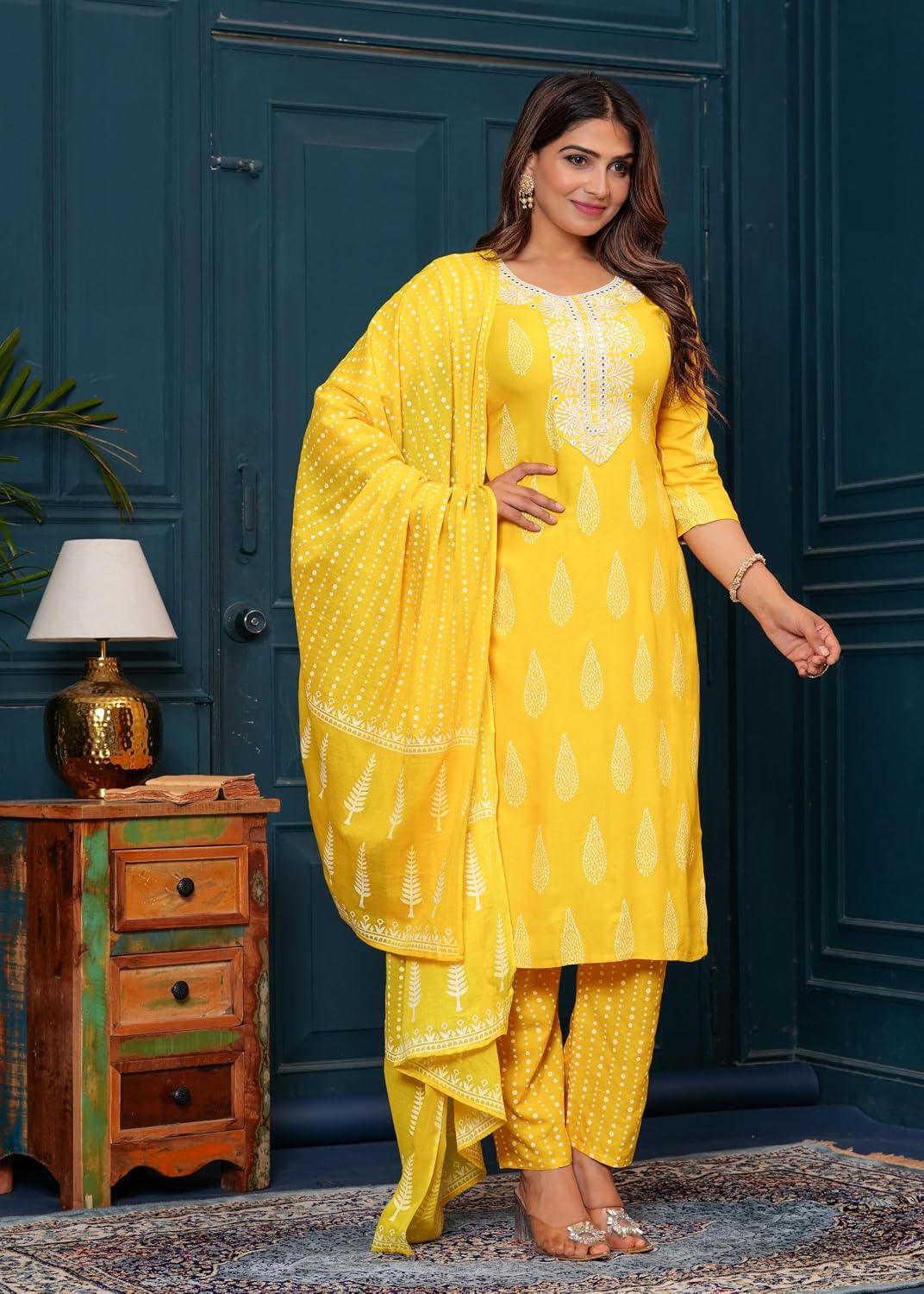 Rangnavi Women's Printed Rayon Straight Kurta Set - image 2