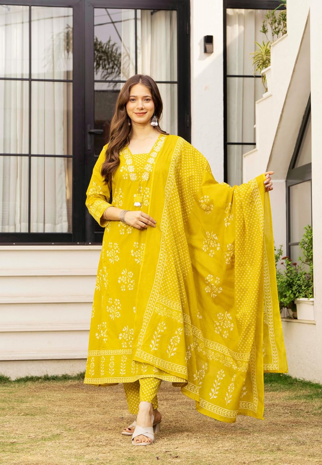 Rangnavi Women's Floral Printed Anarkali Kurta with Pant & Dupatta Set | Ethnic Set | Kurta Set - image 2