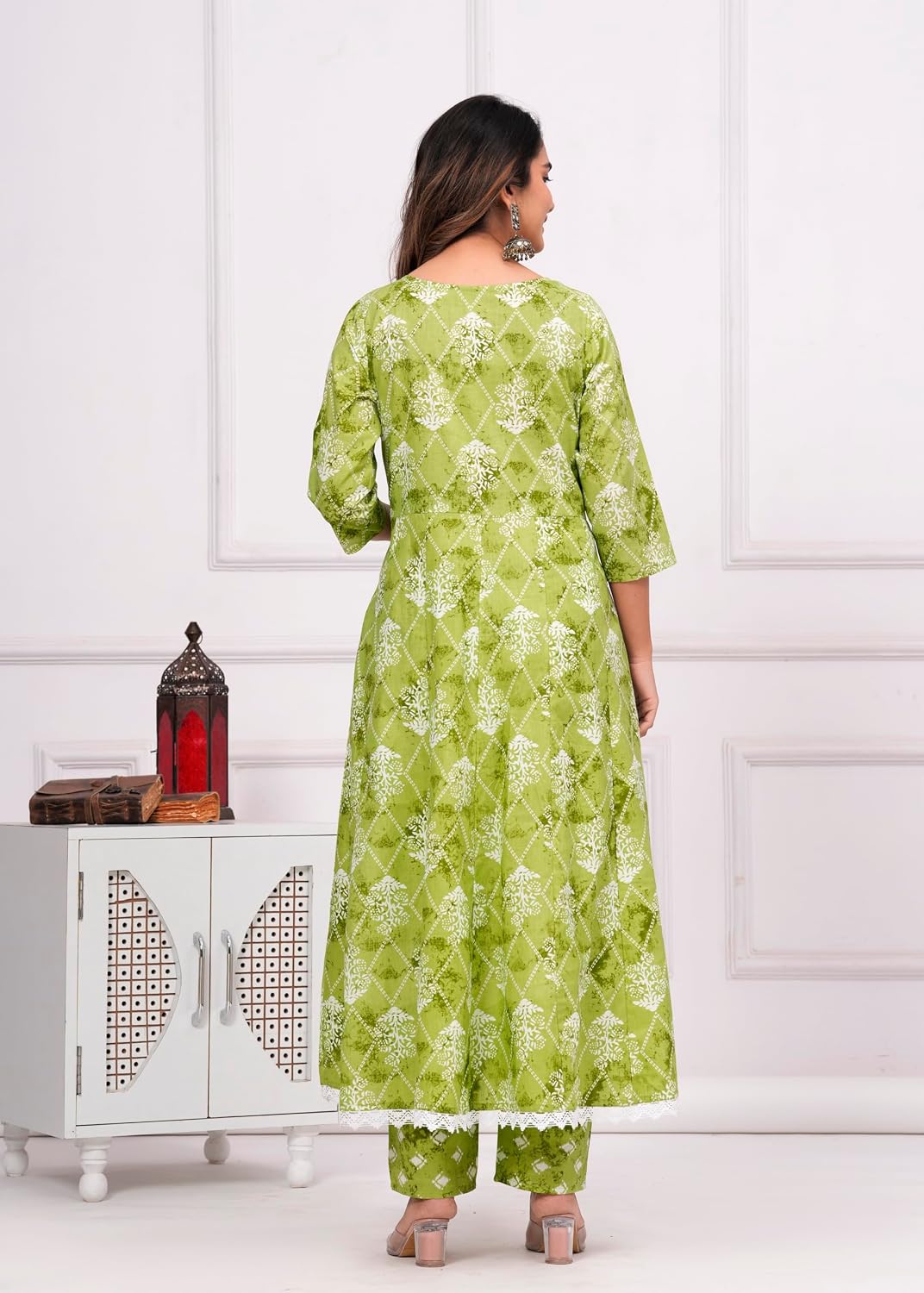 Rangnavi Women's Floral Print Cotton Anarkali Embroidered Kurta with Palazzo and Dupatta - image 5
