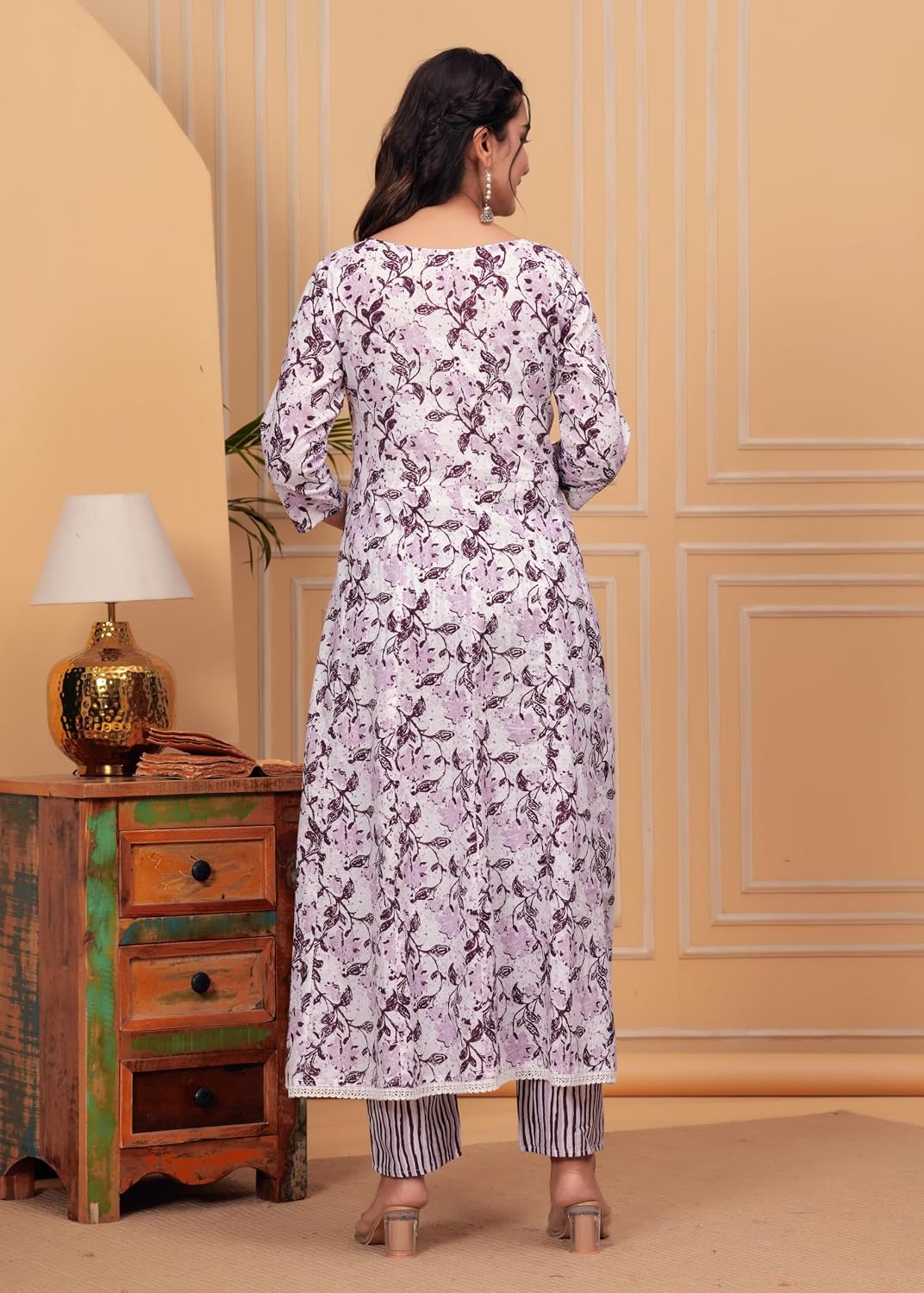 Rangnavi Women's Printed Cotton Anarkali Kurta Set - image 4