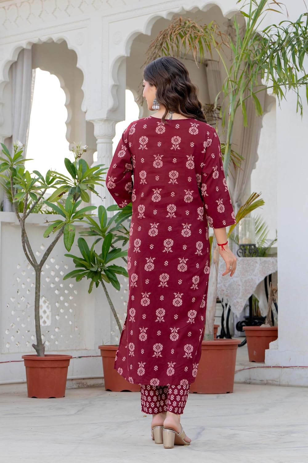 Rangnavi Women's Printed Pure Cotton Straight Kurta with Pants and Dupatta Set | Ethnic Set |Kurta Set – Red - image 4