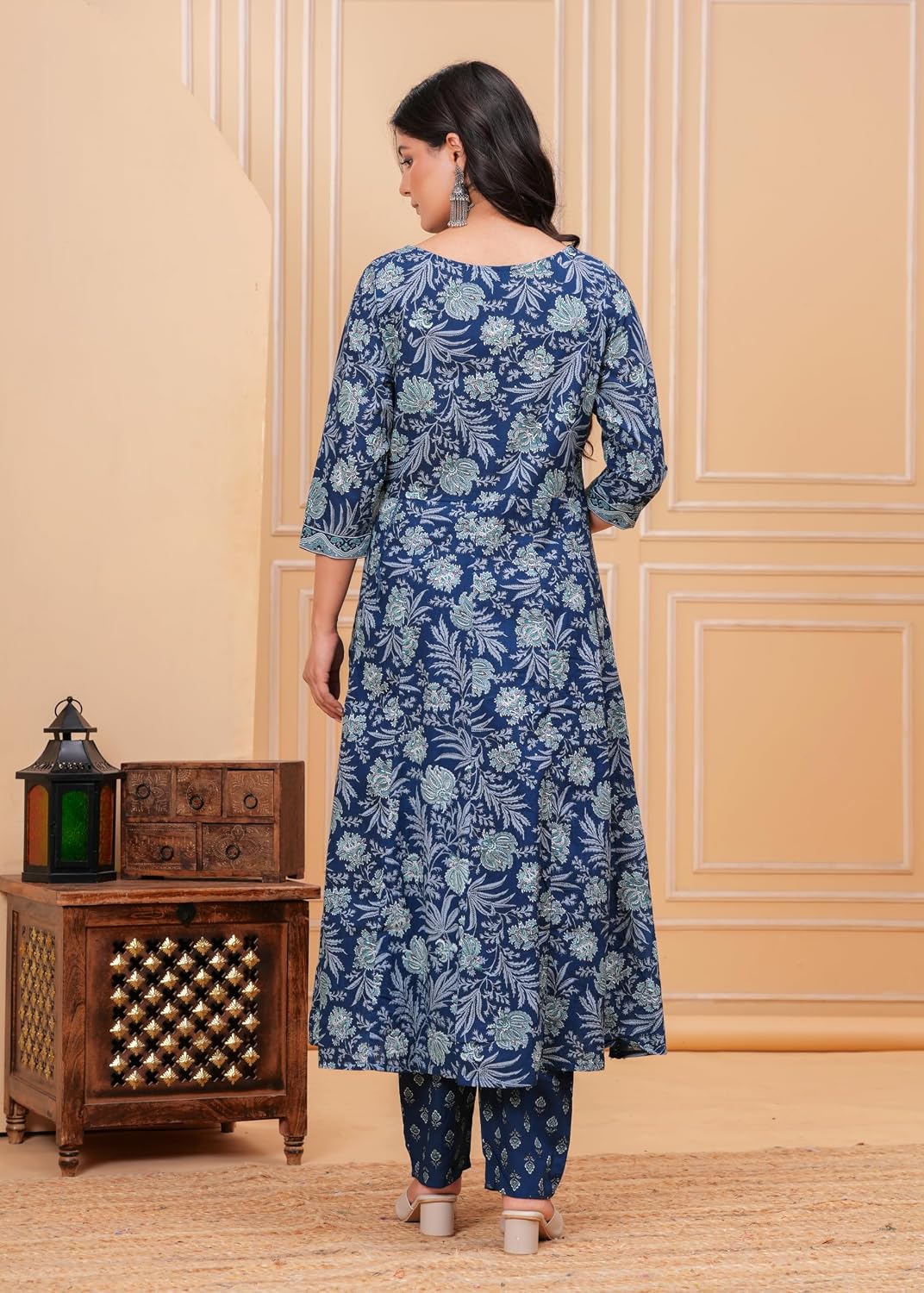 Rangnavi Women's Cotton Anarkali Kurta with Pants and Dupatta Set | Ethnic Set - image 5