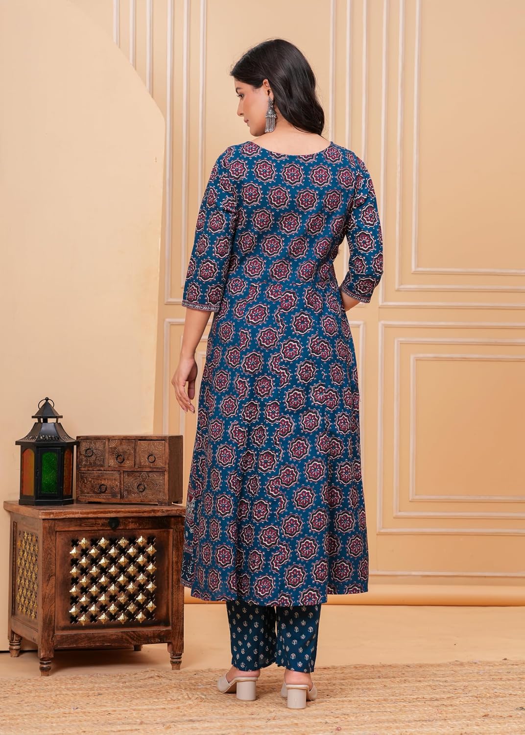 Rangnavi Women's Premium Cotton Anarkali Kurta with Pants and Dupatta Set | Ethnic Set - image 4