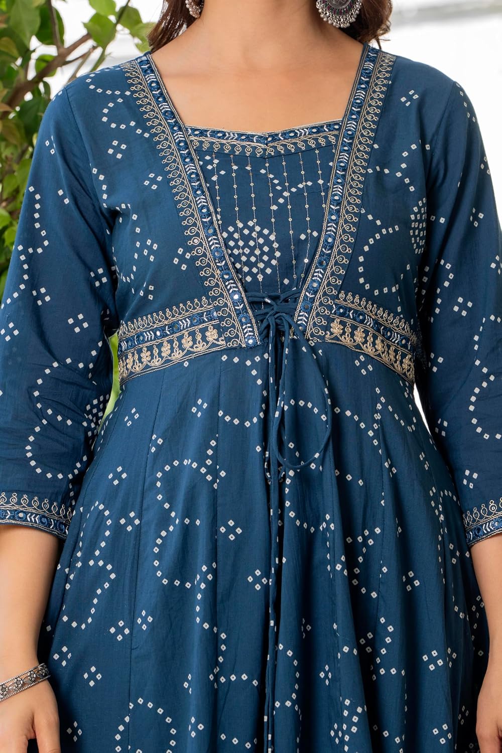 Rangnavi Women's Cotton Trending Anarkali Embroidered Kurta with Pants and Dupatta Set | Ethnic Set (Blue) - image 4