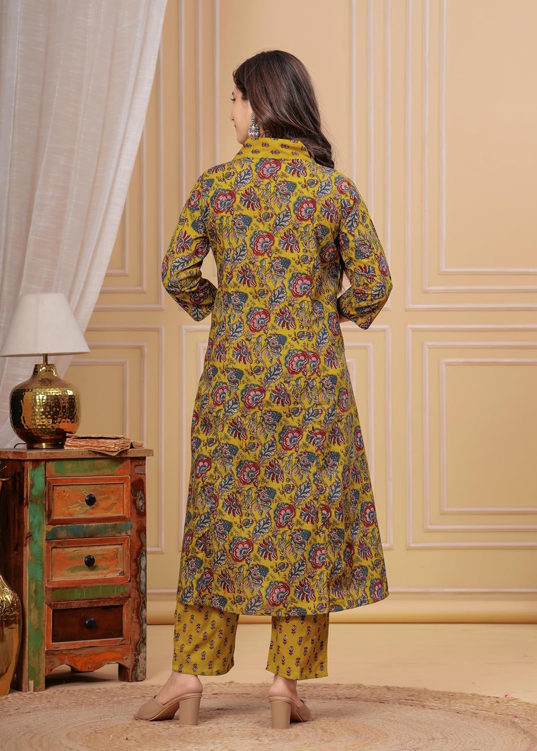 Rangnavi Women's Cotton Anarkali Printed Kurta with Palazzo & Dupatta - image 4
